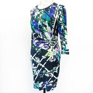 ISLA by Talulah Floral faux wrap Y2K Dress Small Geometric Print Long Sleeve